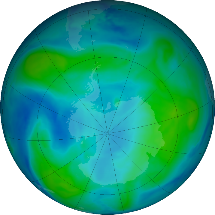 Antarctic ozone map for 14 February 2017